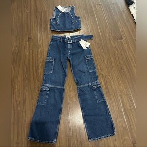 Women's Blue Denim Jeans and top